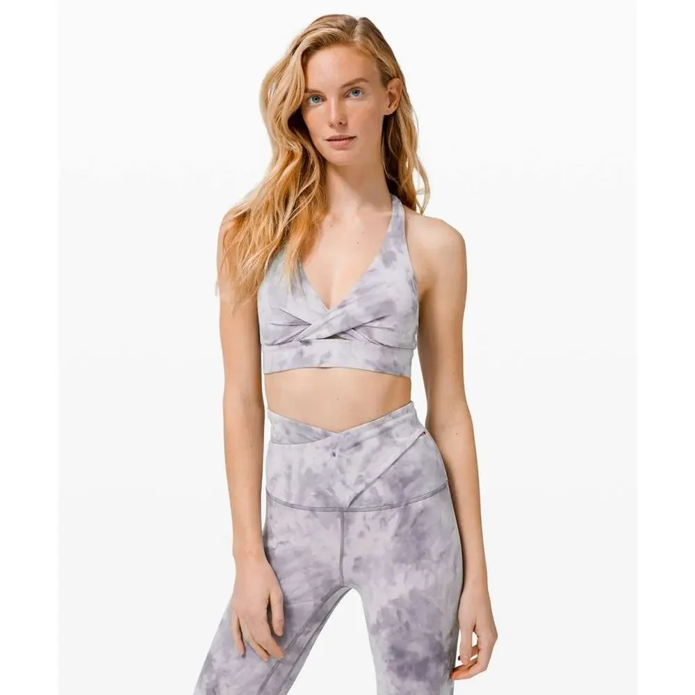 Lululemon Sweet Awakenings Wrap Front Bra Diamond Dye Stargaze Pitch Grey 8